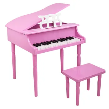 

Wooden Piano For Children Pink Home Early Educational Learning Musical Equipment Pink Four Feet Piano Kids Toy 49 X 50.5X 48.5cm