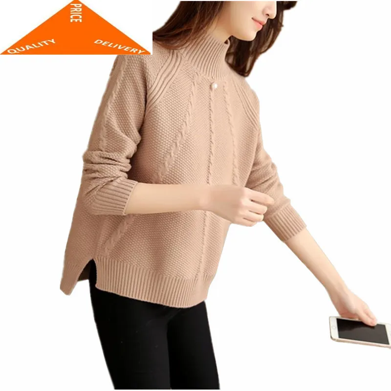 Fashion 2020 Newest Women's Korean Style Loose Sweater Female Casual Knitting Thick Pullovers Ladies Turtlenecks LWL690 | Женская