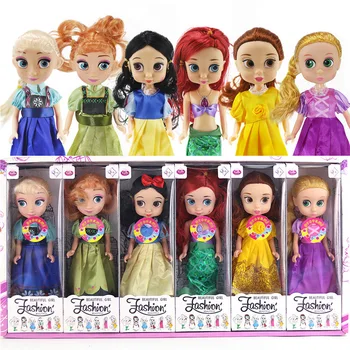 

21cm Fashion Beautiful Doll Toys For Children BJD Doll Princess Anna Elsa Dolls With Box Flash Music Doll For Christmas Gift