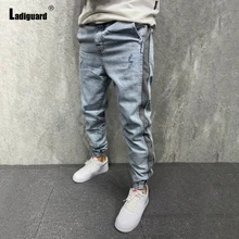 Ladguard pantalones vaqueros sexys para hombre, pantalón informal de talla grande, estilo Hip Hop, moda europea y americana, 2022