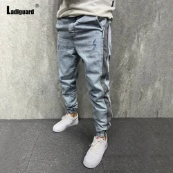 Ladguard pantalones vaqueros sexys para hombre, pantalón informal de talla grande, estilo Hip Hop, moda europea y americana, 2022
