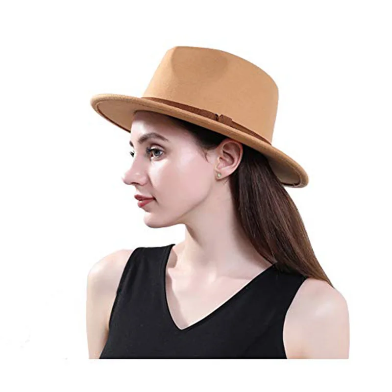 LUCKYLIANJI Topi Lebar Wol 100% Vintage 
