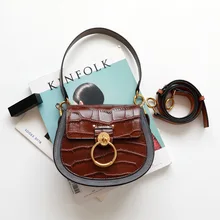 Сумка-седло из натуральной кожи, контрастная, Ретро стиль, широкий плечевой ремень, сумка-мессенджер, Сумка с кольцом, знаменитые дизайнерские сумки