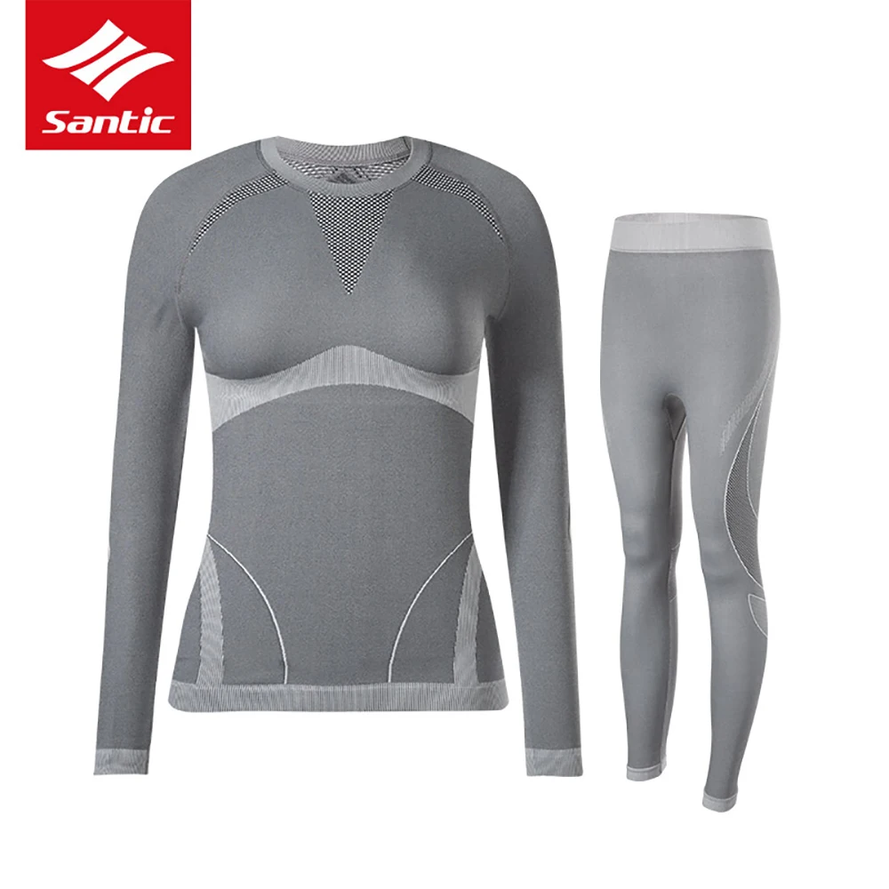 Santic Long Sleeve Women Underwear Jersey Sets Winter keep Warm MTB Mountain Bike Jersey Pants Sets Quick Dry Bicycle Clothing