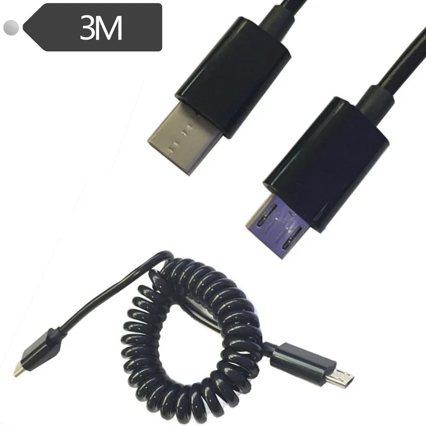 Micro USB 5 Pin к USB 3,1 type-C данных и зарядный пружинный спиральный кабель(3 м