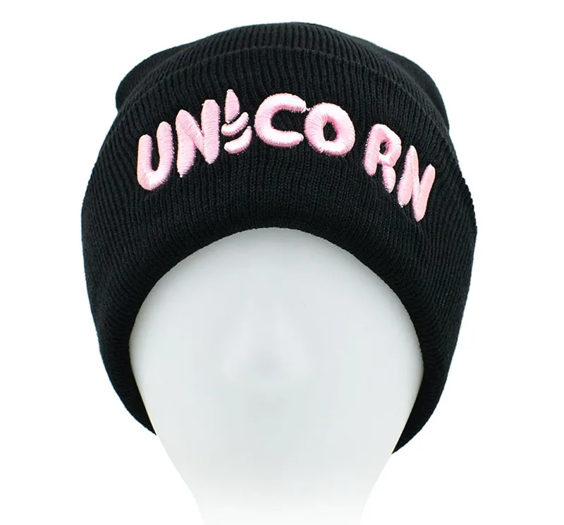 Black Unicorn Beanie Hat