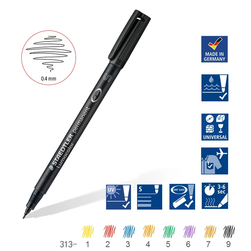 Permanent Marker Pen Marker Pens Permanent Marker Permanent Markers Paint Marker Pen Markers Pen Art Markers Paint Pen Art Marker Pen STAEDTLER 313s Permanent Marker Pen Waterproof Oil Paint Fine Tip Wallet Black Blue Green Red Draw for CD Graffiti Metal Glass