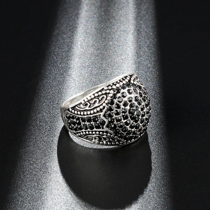 Wbmda винтажное черное каменное мужское кольцо античное серебро панк большое кольцо Свадебные украшения подарок на день Святого Валентина Новинка
