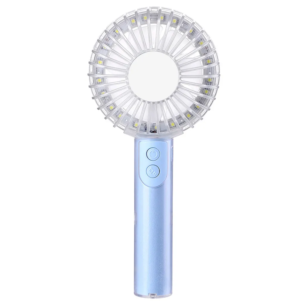 

Crystal fill light vanity mirror fan usb rechargeable desktop portable mini handheld fan