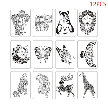 

12pcs/set Animals Stencil Drawing Template Ruler for Painting Board DIY Album 24BB