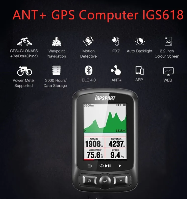  IGPSPORT IGS618 ANT + GPS Computer Bike Fahrrad Bluetooth Drahtlose Stoppuhr Wasserdicht Radfahren 