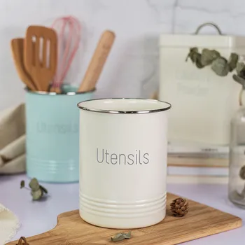

Kitchen No Lid Cooking Tool Metal Box Cosmetic Brush Container Round Utensil Storage Jar Kitchen Tableware Organizer Jars