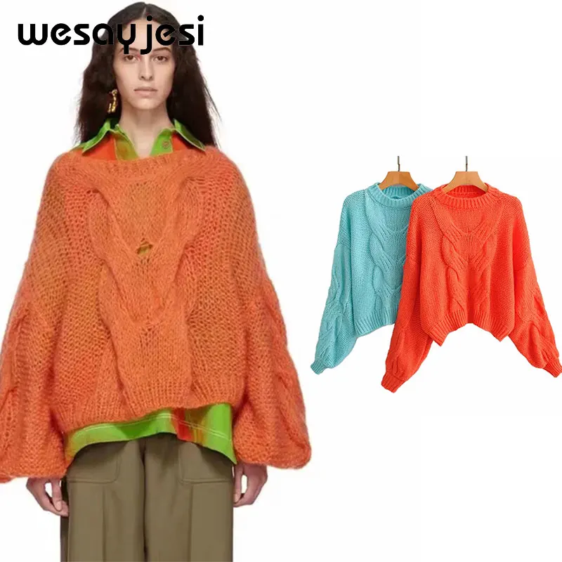Sweater Women 2019 Autumn Winter New Solid Color Base Sweater Long Lantern Sleeve O Neck Loose Harajuku Sweater Female Tops Sweater Women 2019 Autumn Winter New Solid Color Base Sweater Long Lantern Sleeve O Neck Loose Harajuku Sweater Female Tops