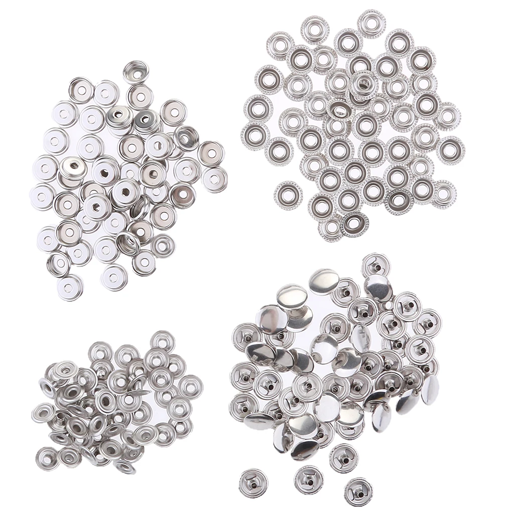 

100Pcs Stainless Steel Marine Grade Metal Fastener Snaps Stud Cap Socket Set
