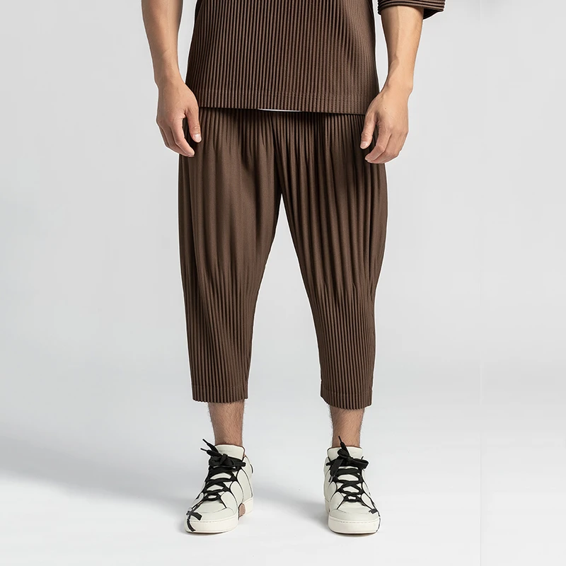 EWQ / men's wear pleated pants Japan style elastic waist ankle gradient lantern pants Calf-Length Harem pants for male 9Y3285 EWQ / men's wear pleated pants Japan style elastic waist ankle gradient lantern pants Calf-Length Harem pants for male 9Y3285