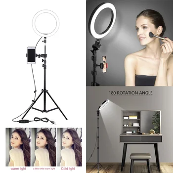 

6.3''/10.2'' Camera Photo Studio Phone Video LED Beauty Ring Light Photography Dimmable Ring Lamp+Tripod for Selfie/Live Show