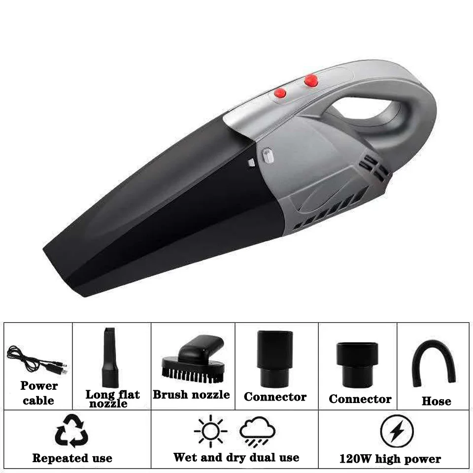 

12V 120W Car Vacuum Cleaner Super Suction Wet and Dry Dual Use Vaccum Cleaner for Car Home Wired and Wireless Auto Claners