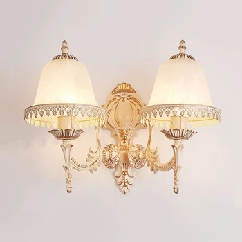 

European Double Head Wall Lamps Antique European Lights AC85-265V Bedroom Living Room Wall Lamp sconce bracket light