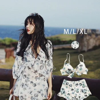 

Swimsuit Plus Size Bikinis Woman Swimwear With Push Up Bikini Girls New Sexy Swimsuits Skirt Three Piece Suit Print Polyester