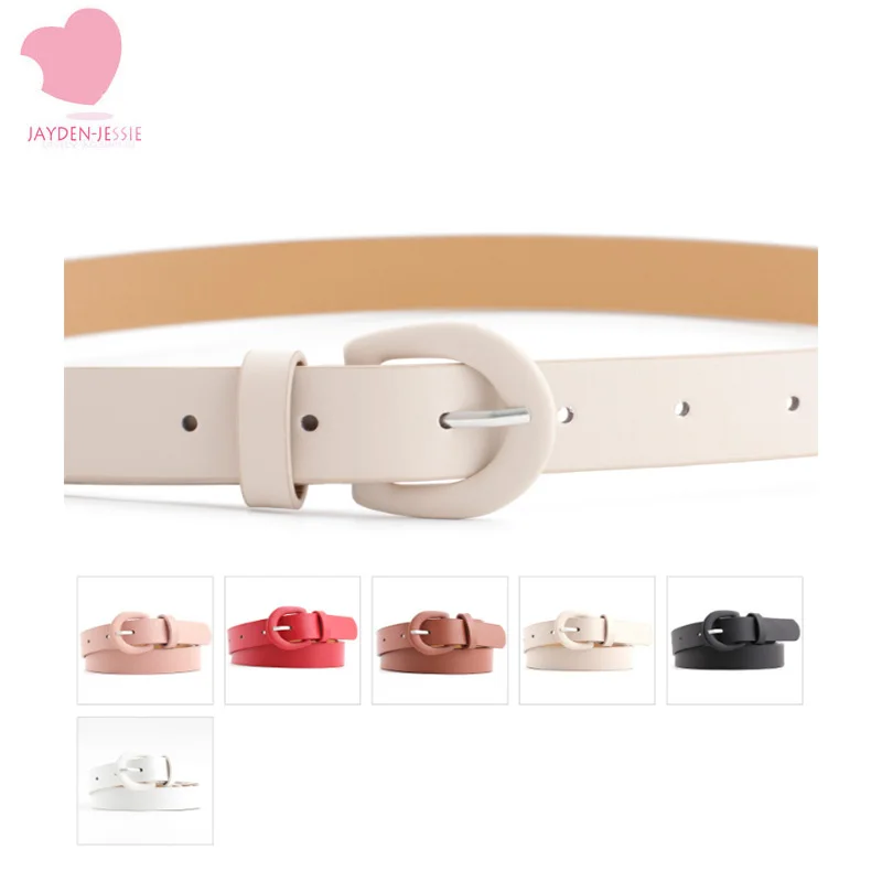 New solid color ladies matte PU small belt elegant and versatile wild pin buckle decoration jeans 3.5cm 6 colors wholesale | Аксессуары