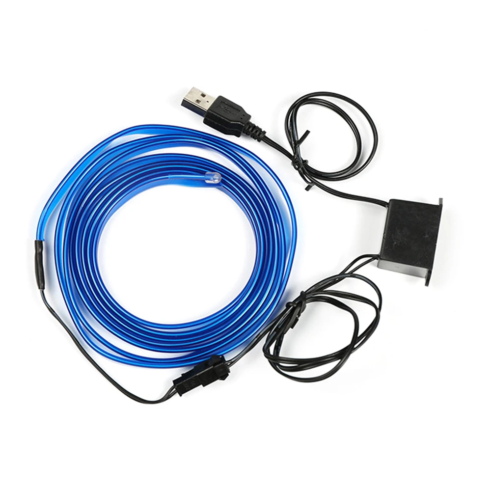 5 м автомобильные аксессуары интерьер DIY освещение Автоматическая RGB Светодиодная лента провод веревка Авто атмосферное украшение Светодиодная лента гибкий неоновый свет - Название цвета: Синий
