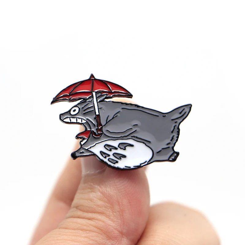 Tonari No Totoro Эмаль Булавка для детей Hayao Miyazak аниме броши-Значки для лацкана шляпа булавки "Сумка" женская красная брошь зонтик значок A64