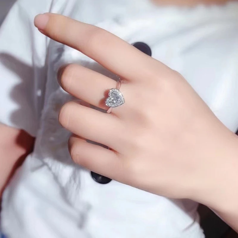 0.5ct 5 мм Сердце Cut Обручальное и Свадебное Moissanite искусственный бриллиант пасьянс кольцо твердое подлинное 18 к белое золото для женщин
