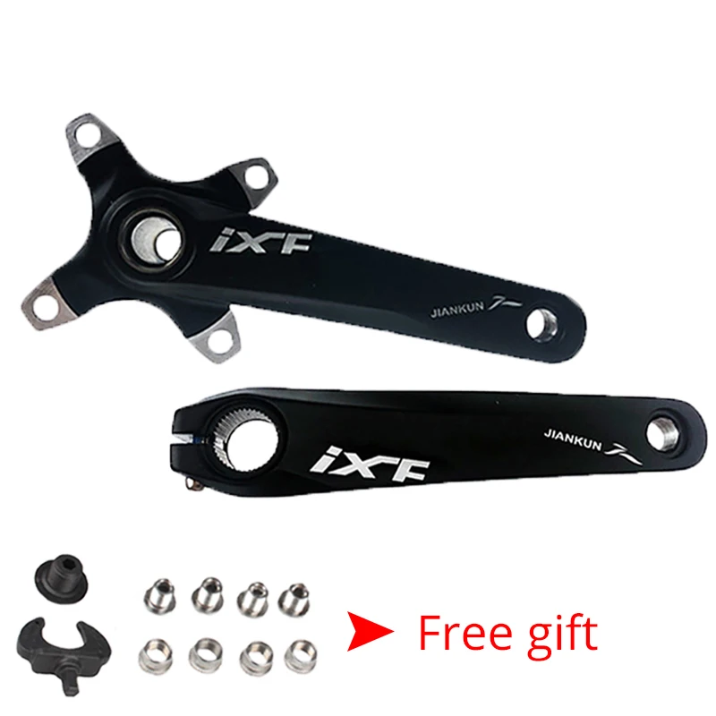 JIANKUN 104BCD MTB Bike Crank Aluminum Alloy 170mm IXF Arm Chainring Mountain Road Bicycle Crankset with Bottom Bracket BB - Цвет: black crank