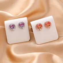 Индивидуальные многоцветный тонкий кристалл сердце полые Дизайн Стиль женские серьги новые блестящие украшения