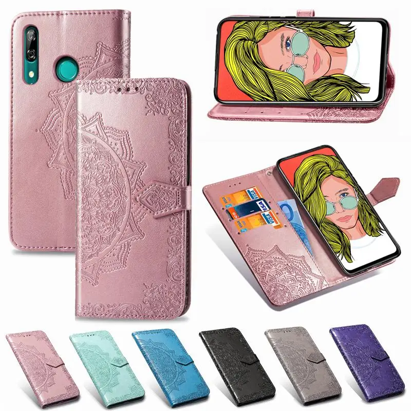 Кожаный чехол-книжка для huawei P Smart Z Y7 Y6 Pro Y5 Honor 9X 20i 10i 8A, чехол-кошелек с изображением цветов мандалы, чехол для телефона