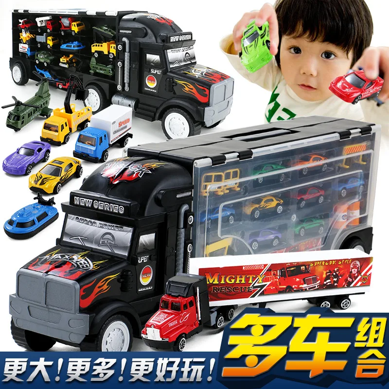 

Hot Sales CHILDREN'S Toy Large Truck Alloy Toy Car Hand Storage Box Large Container Freight Truck Alloy Car Model