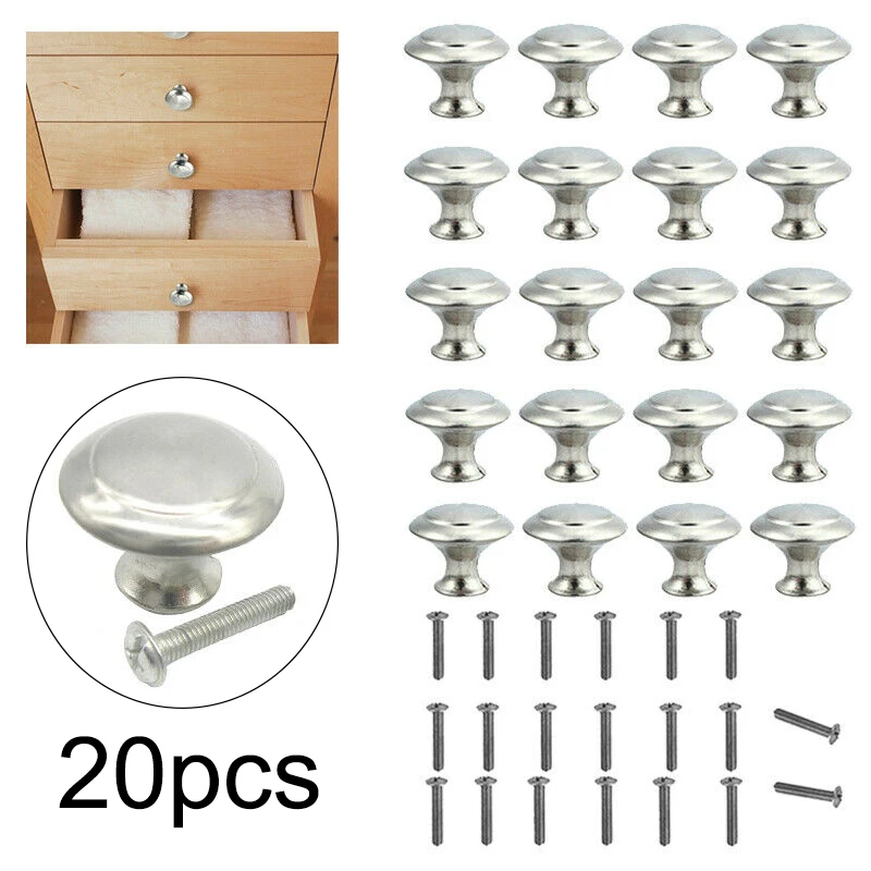 

20xStainless Steel Cabinet Door Handles Wardrobe Knob Drawer Pulls DIY Kit Parts