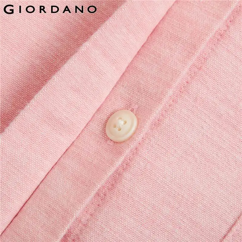 Giordano/женская рубашка из плотного хлопка с одним карманом и длинным рукавом, однотонная Повседневная блуза, Blusas Mujer De Moda 05349607
