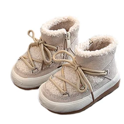 Inverno botas de neve rendas up crianças sapatos de algodão cordeiros quentes de lã do bebê da criança sapatos de bebê botas de inverno crianças botas
