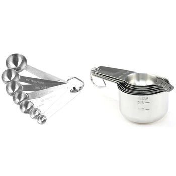 

14x Chef Measuring Spoons, Heavy Duty Round Stainless Steel Metal, for Dry or Liquid