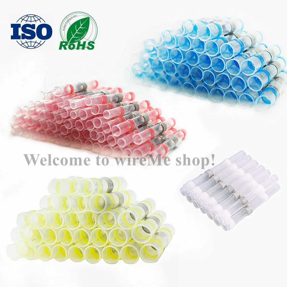 

10/30/50/100 PCS SST-105 Series Heat Shrink Butt Wire Connectors Waterproof Tinned Copper Solder Seal Terminals Kit Set