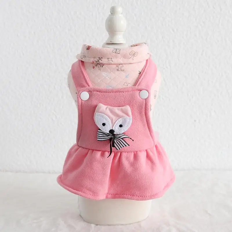 Kawaii зимняя одежда для собак четыре фута одежда для домашних животных Chiwawa jorkie Bomei платья в полоску - Цвет: Розовый