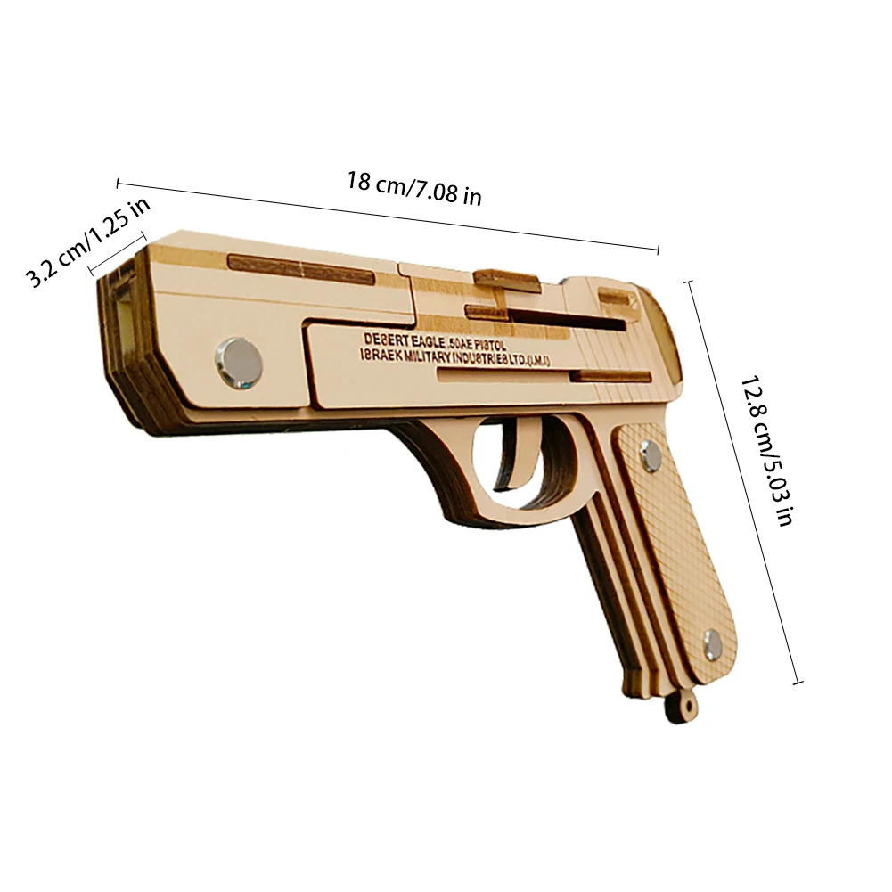 Desert Eagle Rubber Band Gun Wooden Puzzle DIY 3D Model Handgun Construction Set With Color Boxed Children Toys