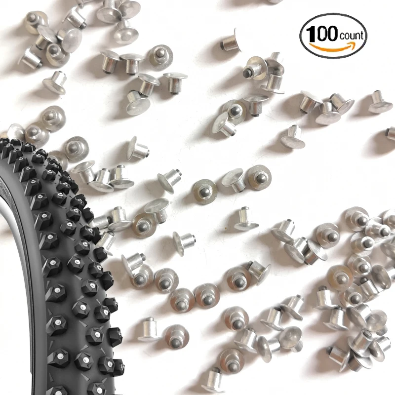 50 шт. шипы для шин для велосипеда шины для мотоцикла шпильки для fatbike зимние шины плоские Шипы с твердосплавным наконечником Clous Plats de Pneus Neige - Цвет: 100pcs Tyre Studs