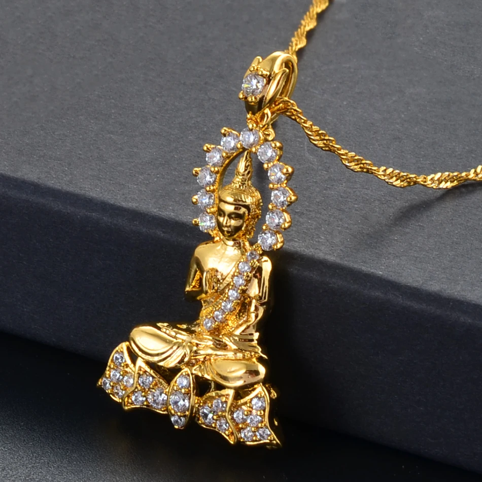 KELITCH Collana Con Ciondolo Buddha Sakyamuni - Perline In Cristallo Ed Ematite - Gioiello Per Meditazione E Yoga