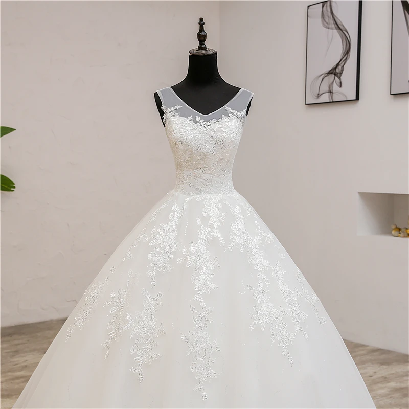 Модные классические простые свадебные платья с v-образным вырезом Vestidos de novia милые кружевные Элегантные платья с аппликацией для девочек Robe De Mariage 8