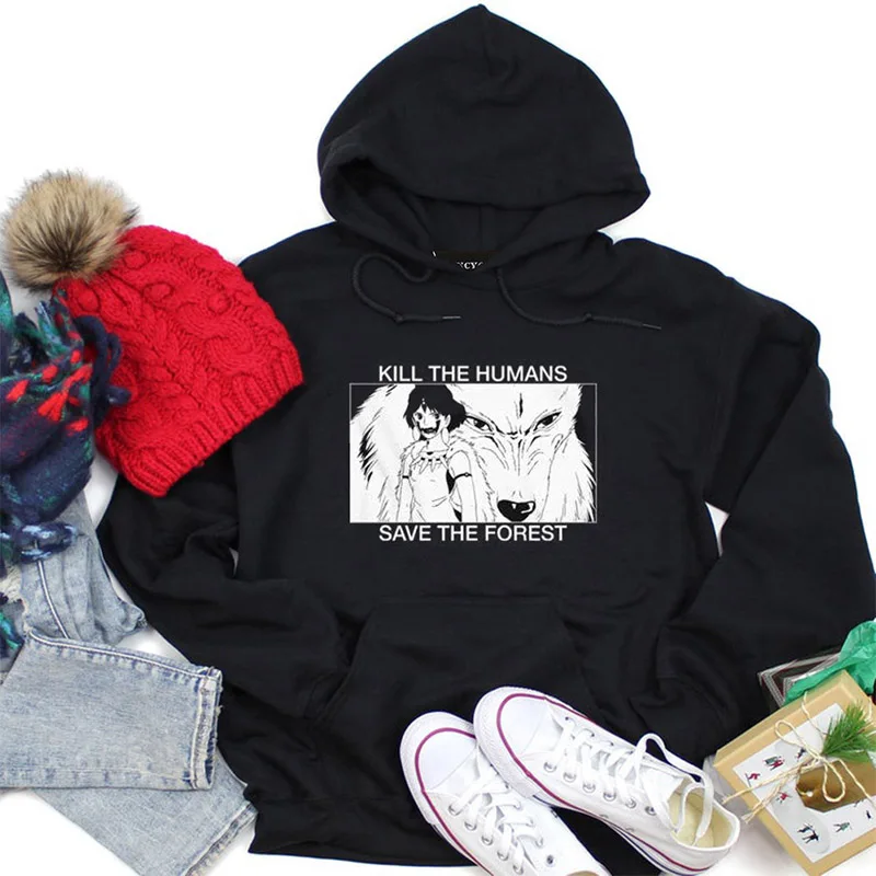 Фигурка Принцесса Мононоке анимированные толстовки для женщин Harajuku с капюшоном