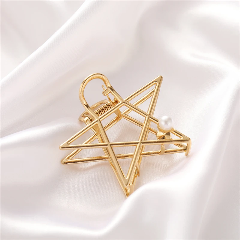 hair clips for long hair 2021 New Women Elegant Gold Hollow Geometric Metal Hair Claw Vintage Hair Clips Headband Hairpin Hair Crab Hair Accessories elastic headbands for women