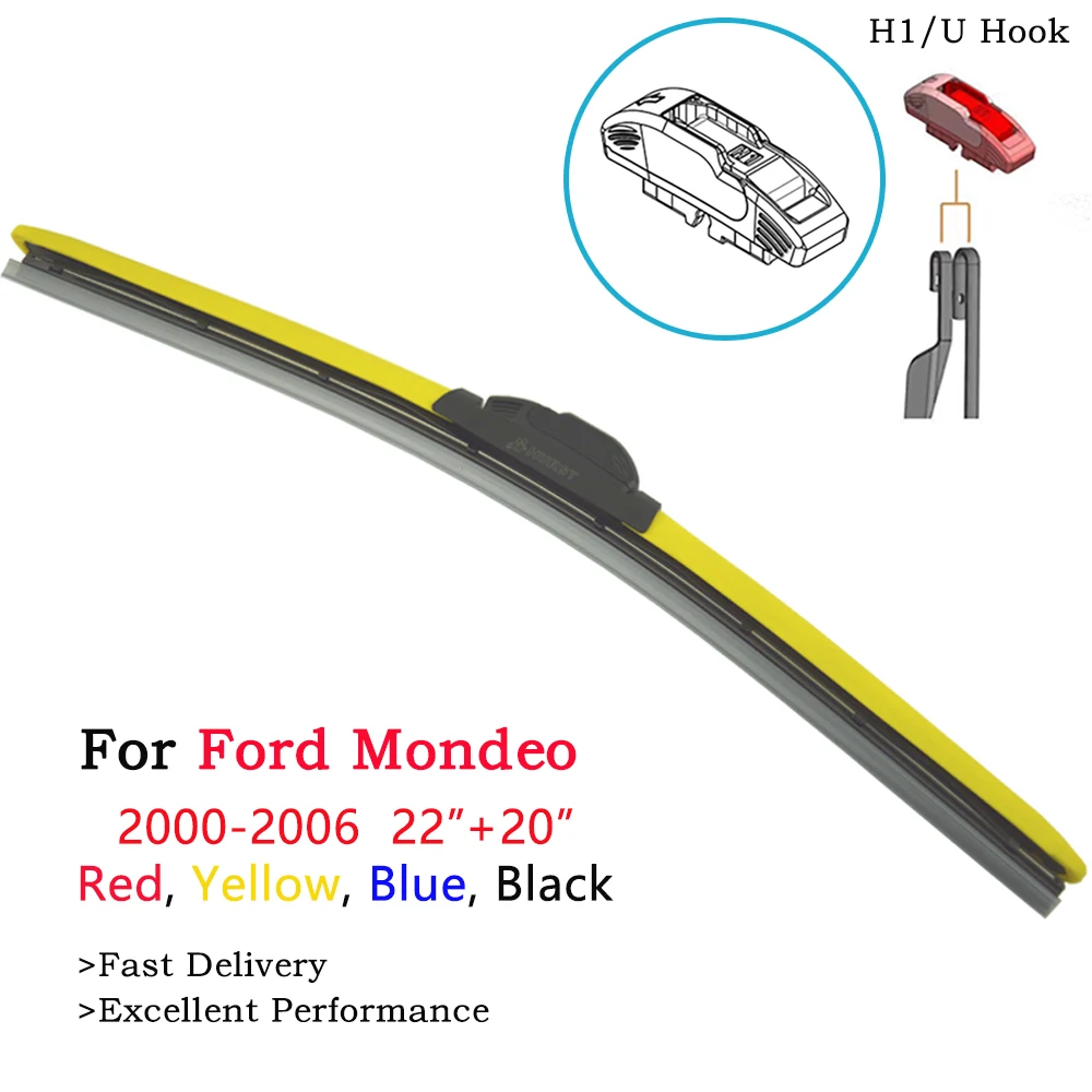 

2Pcs Color Heated Windshield Wipers For Ford Mondeo MK1 MK2 MK3 Saloon Hatchback Sedan 2Estate Clipper Turnier Car 2000-2006