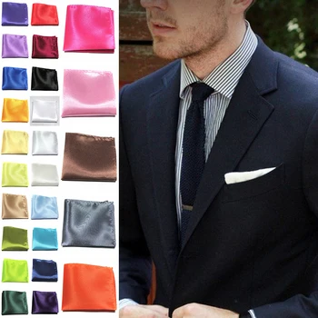 

20*20cm Men Solid Square Silk Satin Handkerchief Pocket Hanky Wedding Formal Party Suit Hankies Pocket Towel