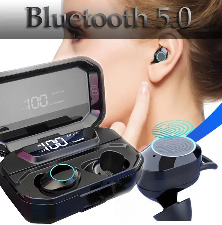 TWS беспроводные Bluetooth наушники 5,0 мини-вкладыши водонепроницаемые сенсорные спортивные наушники для iPhone/Android зарядная коробка R20