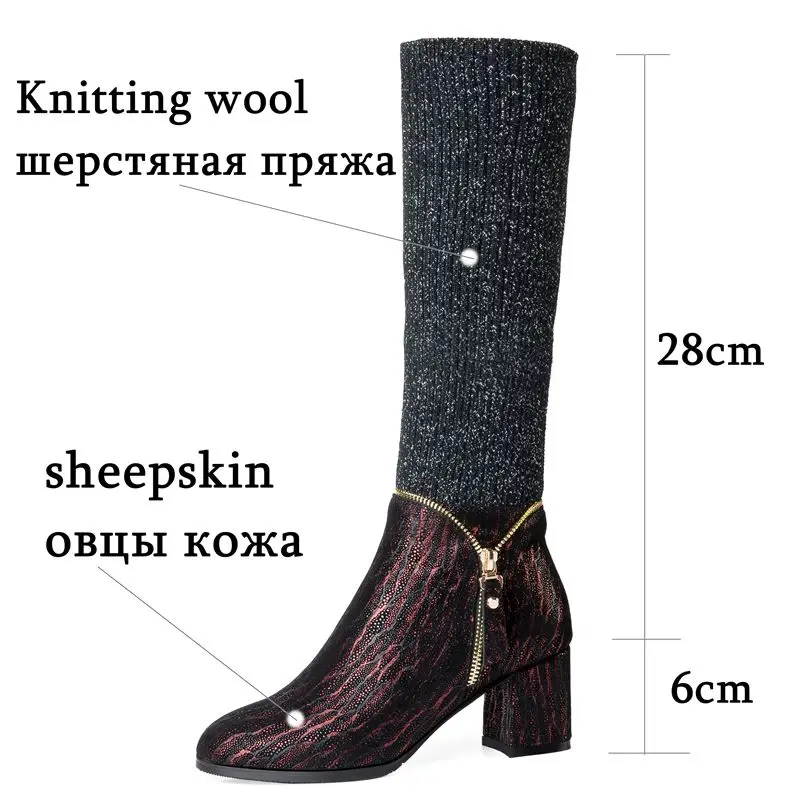 YINKOGET/Лидер продаж; повседневные шерстяные женские сапоги из натуральной кожи; женские высокие сапоги; Новинка; очаровательные сапоги для девочек; сезон осень-зима