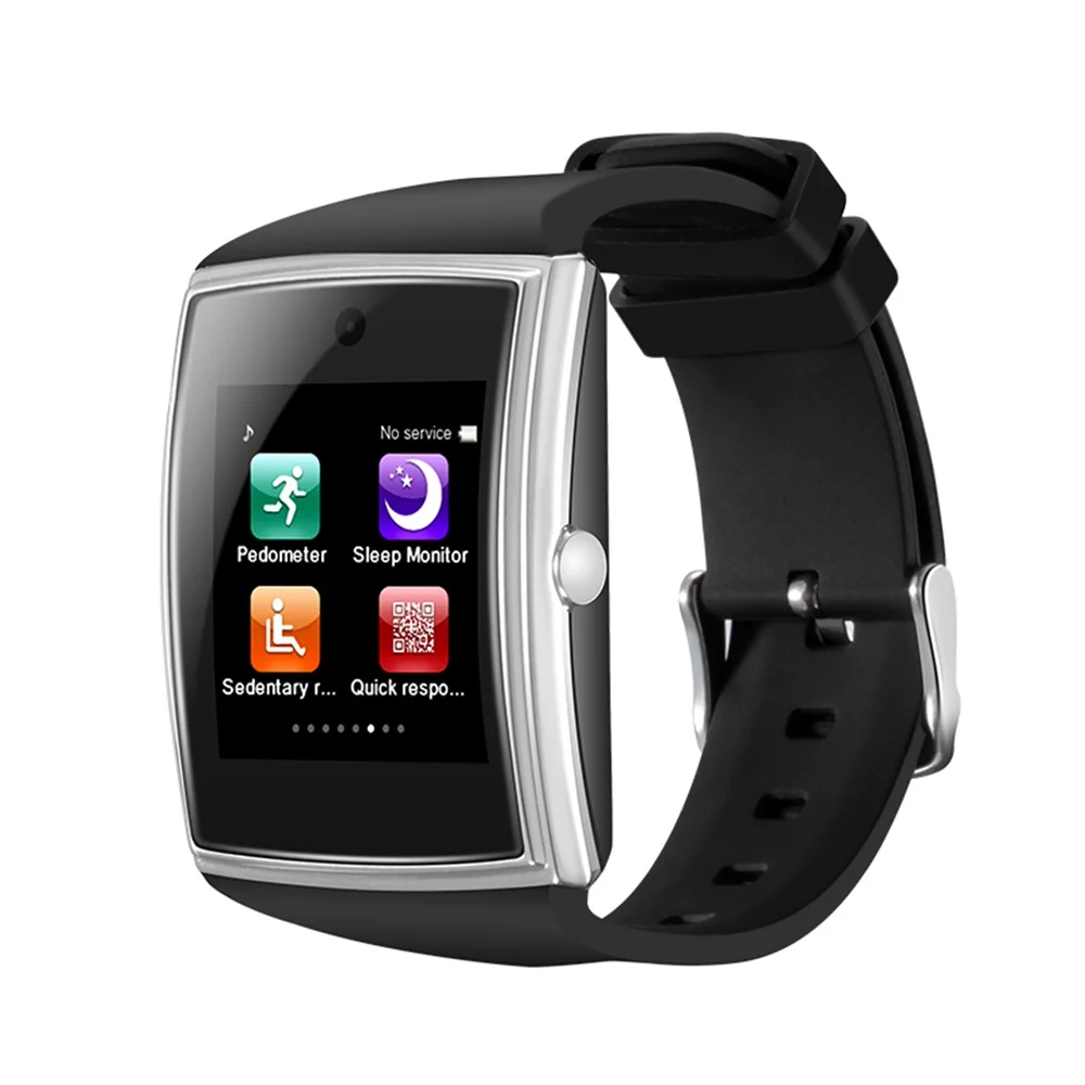 Полный сенсорный экран телефон часы с sim-картой Шагомер монитор сна МУЗЫКА камера Запись NFC смарт часы для Android ios Телефон - Цвет: Silver black