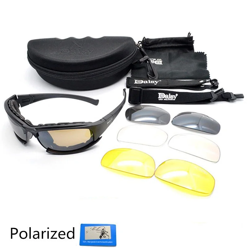 Polarized X7 Спортивные поляризационные солнцезащитные очки Daisy C5 X7, тактические военные очки, мужские очки для охоты, стрельбы, страйкбола, 4 линзы, походные очки - Цвет: Polarized X7