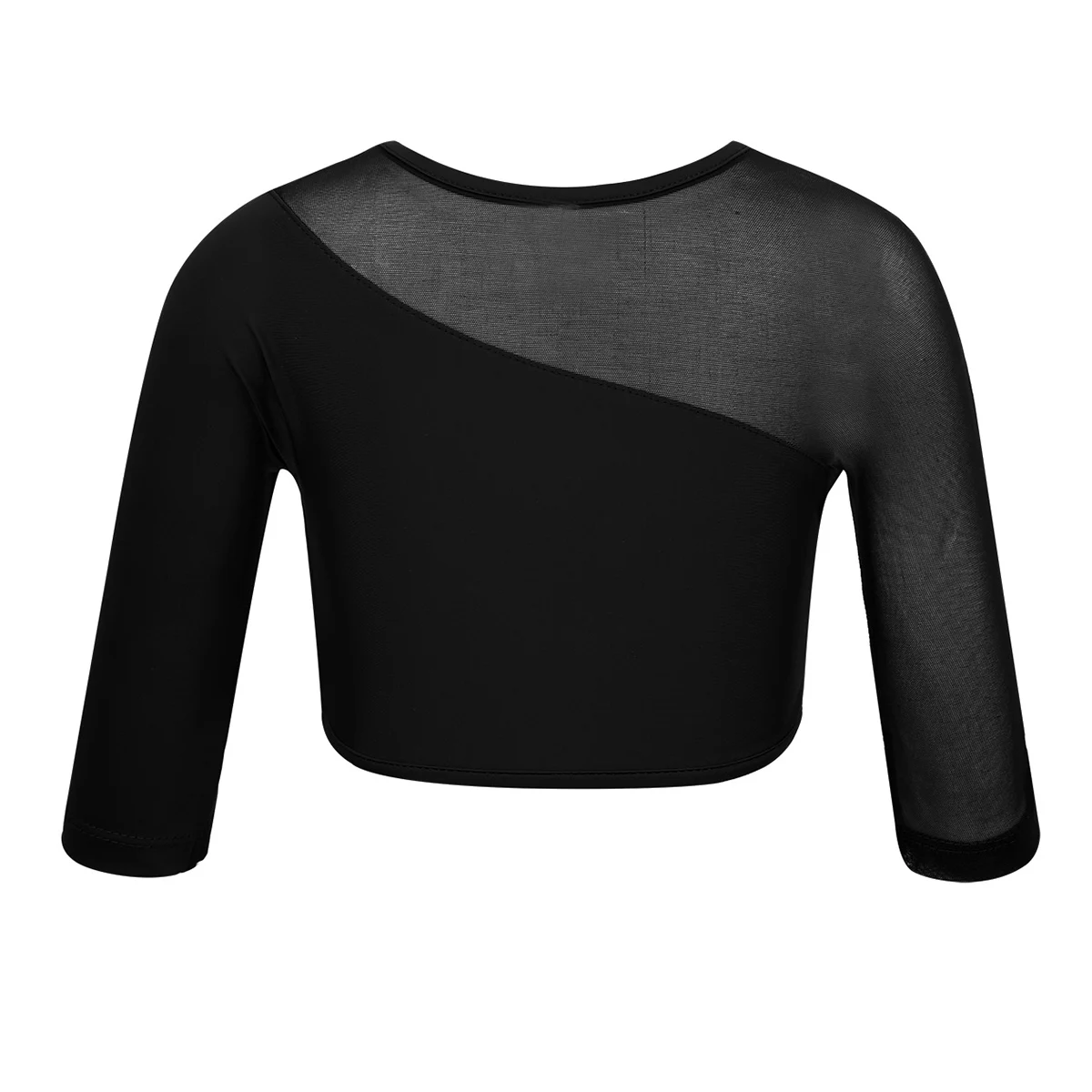 Girls Tank Tops Kids 3/4 Sleeves Asymmetrical Tops Crop Top Children Girls Ballet Dance Stage Performance Workout Gymnastics Dance Crop Top